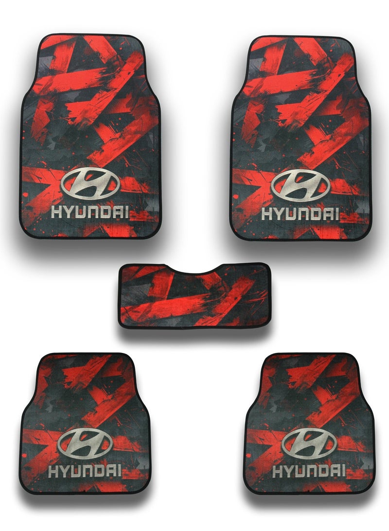 Universal Car Floor Mats Set 5 Pieces Compatible with All Hyundai Models Anti Slip Design Protects Vehicle Interior From Dirt Dust Mud and Spills Durable Material Easy To Clean Suitable For Daily Use Front Rear And Center Mats Non Sliding Base Practical Fit For Hyundai Sedan SUV Hatchback Cars Interior Accessories - Image 1
